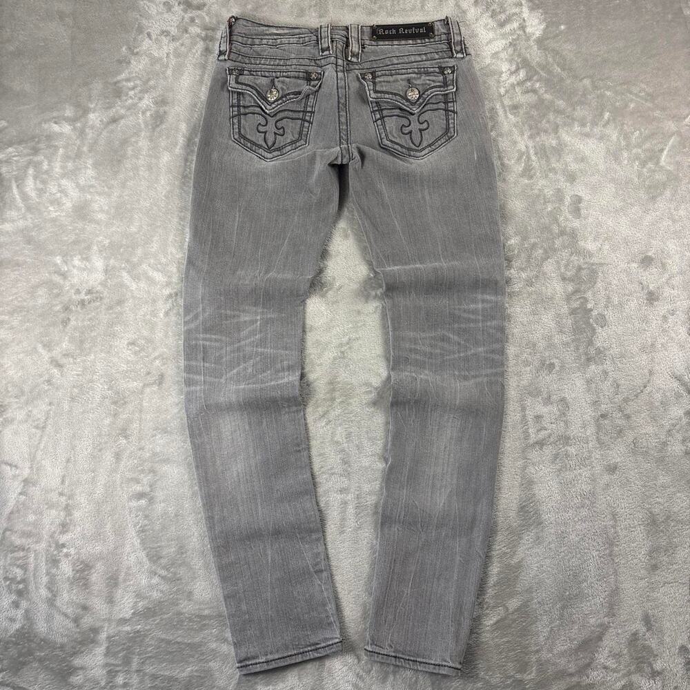Rock Revival Women’s Gray Skinny Jeans Size 28 Low Rise Slim Fit Y2K